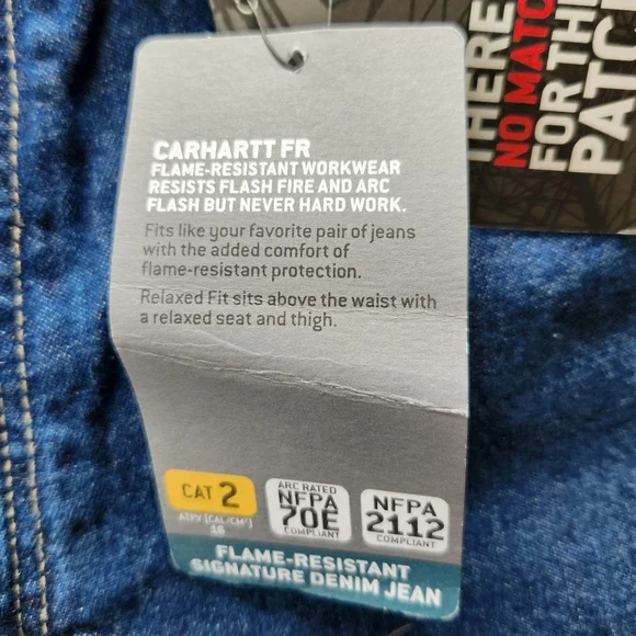 NWT Carhartt Flame Resistant Relaxed Fit Signature Blue Jean | Men's Size 35x32 - Picture 6 of 15